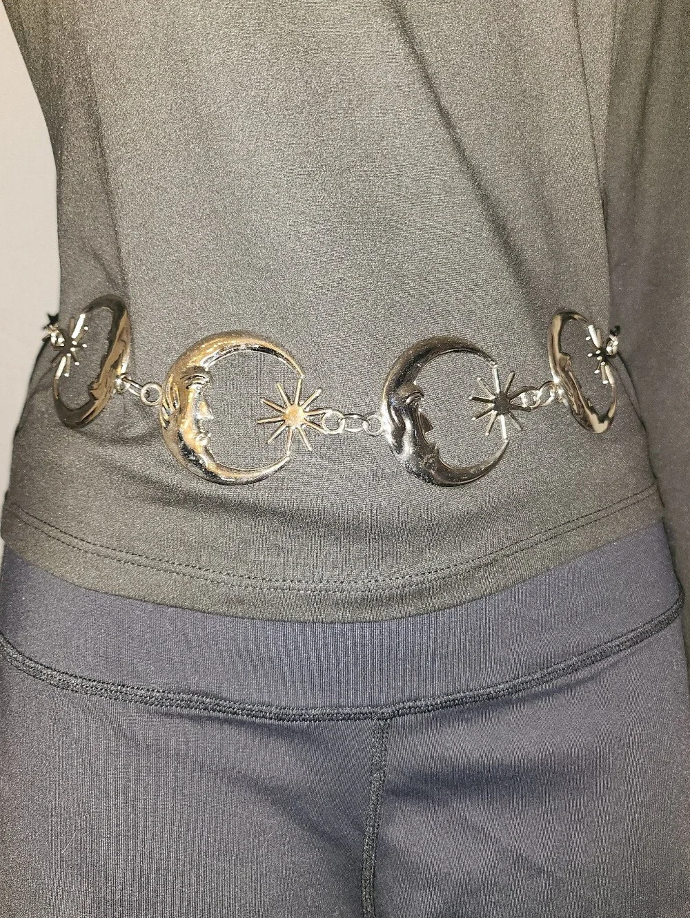 Chain Belt Moon And Stars Belt In Silver